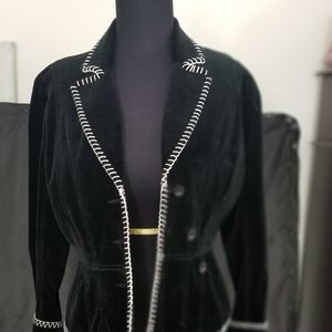 Bebe--Black and white embroidery jacket.
